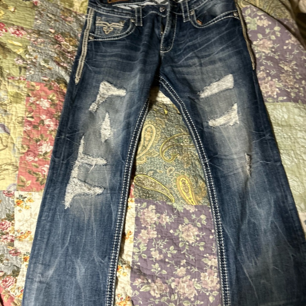 Size 36 Rock Revival Blue Bootcut Jeans